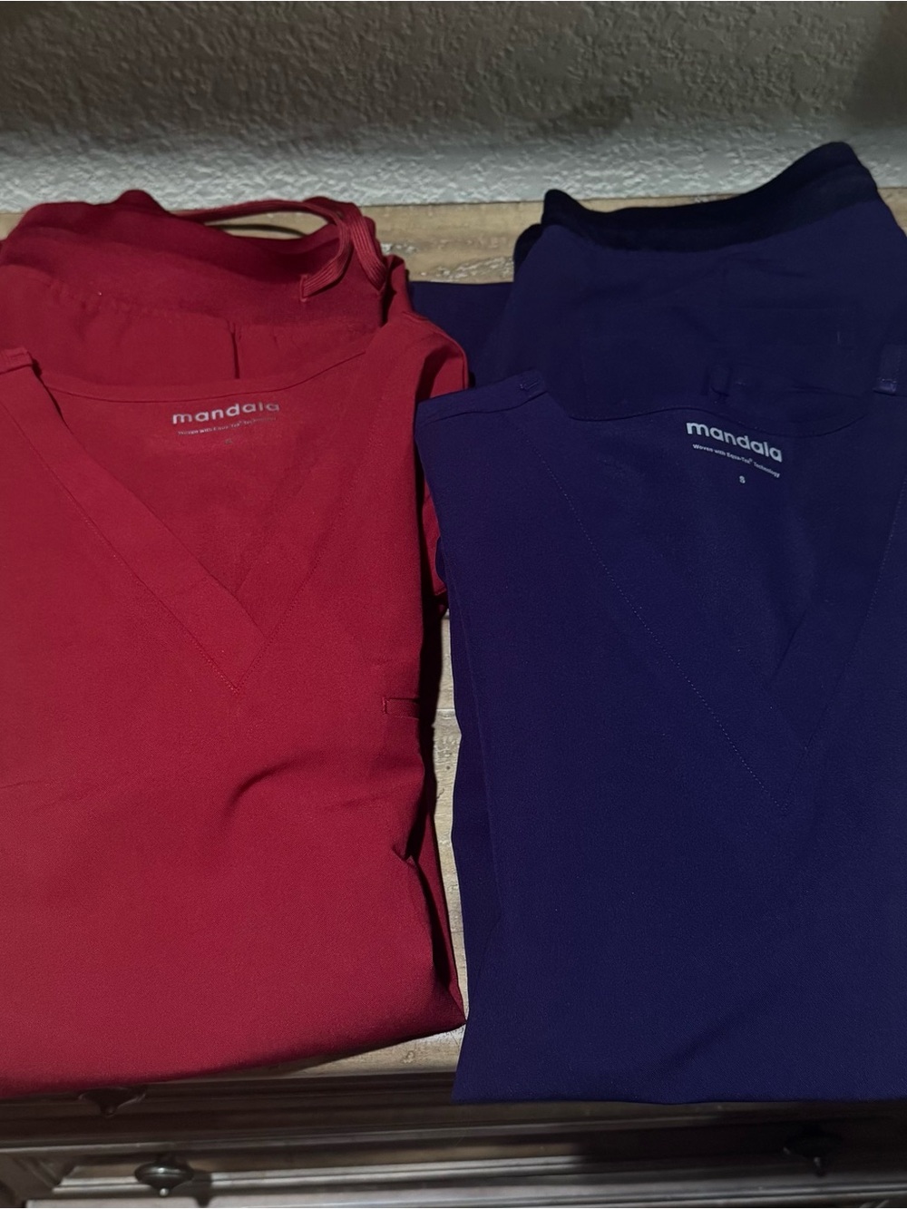 Mandala V-Neck Scrub Sets - Red & Purple